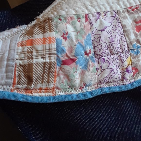 Handmade Dark Denim Shoulder Bag Purse Vintage Quilt - Blues - Picture 5 of 7